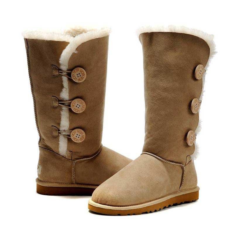 Bota de Inverno Feminina Bege Camursa e Lã