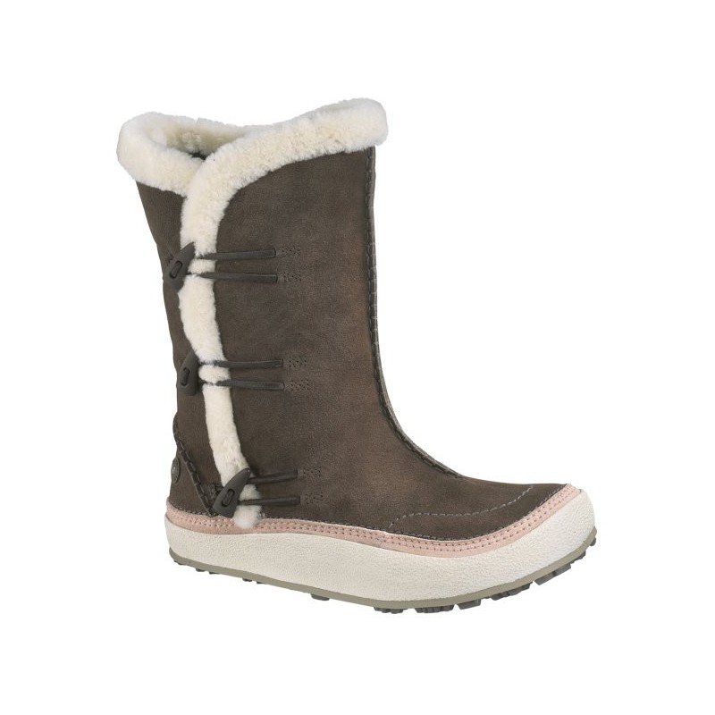 Bota Feminina Inverno Camursa Marrom e Bege com Lã