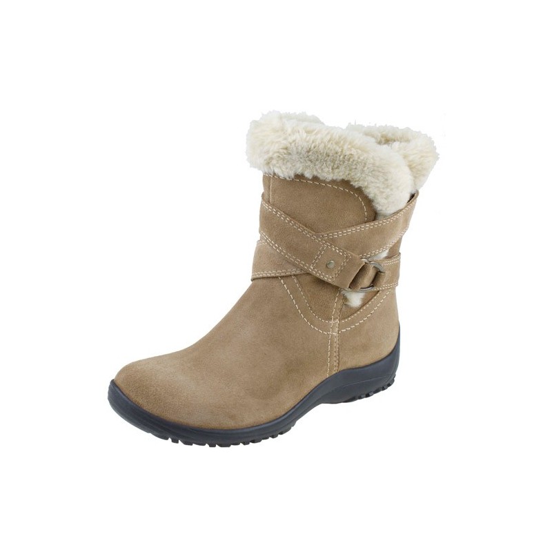 Bota Feminina Inverno Bege Cano Médio com Lã