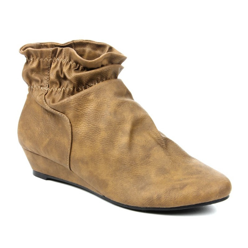 Bota Unkle Boot Feminina Caramelo em Couro Salto Baixo