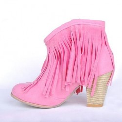 Bota Feminina Unkle Boot Rosa Couro Franjas