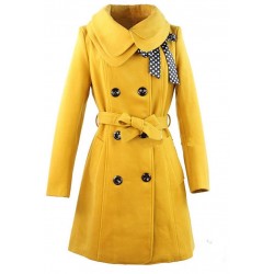 Casaco Feminino Inverno Trench Coat Mostarda