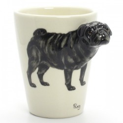 Caneca de Café Pug Preto Presente Criativo