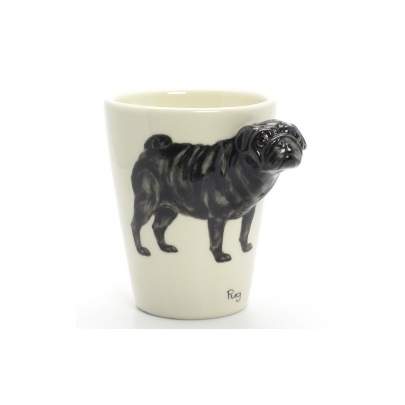 Caneca de Café Pug Preto Presente Criativo