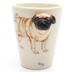 Caneca de Café Pug Bege Presente Criativo