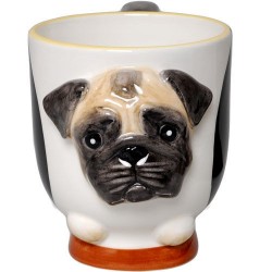 Caneca de Café Forma de Cachorro Pug Presente Criativo