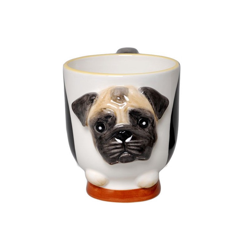 Caneca de Café Forma de Cachorro Pug Presente Criativo