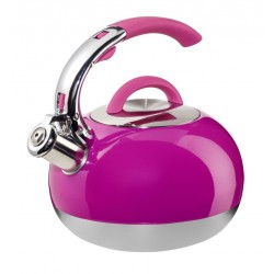 Chaleira Inox Pink Cabo de Silicone Design Moderno com Apito