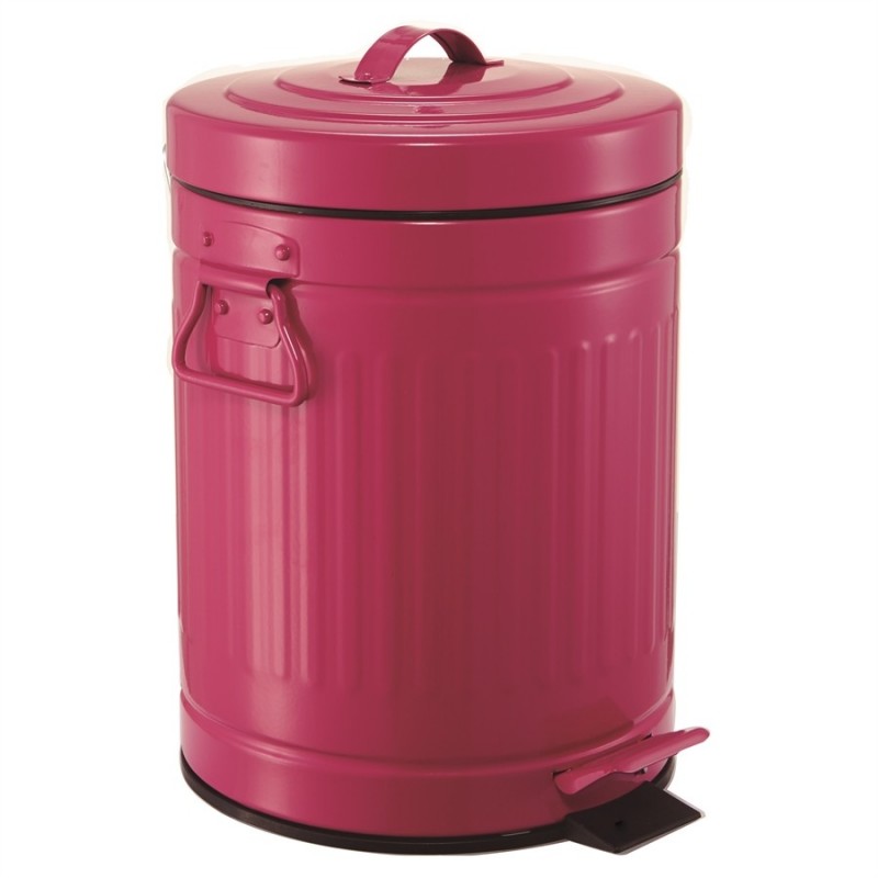 Lixeira Retrô Rosa Pink Metálica 3L