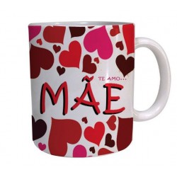 Caneca Mães Personalizada Corações Presente Dia das Mães