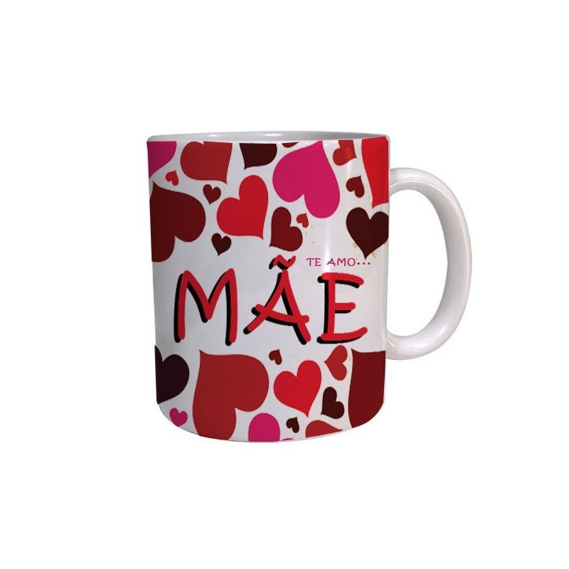 Caneca Mães Personalizada Corações Presente Dia das Mães