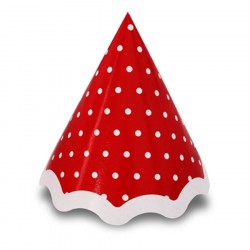 Chapéuzinho de Festa Vermelho e Branco Poá