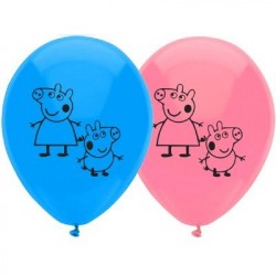 Bexiga Balão Rosa e Azul Peppa Pig Látex Festa Infantil