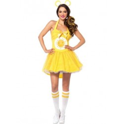 Fantasia Feminina Ursinhos Carinhosos Brilhante Amarelo Adulto