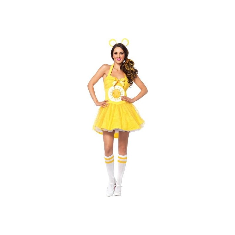 Fantasia Feminina Ursinhos Carinhosos Brilhante Amarelo Adulto