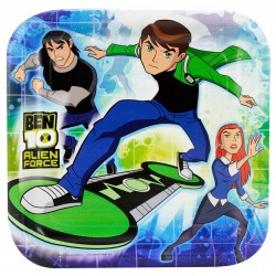 Prato de Papel Quadrado Ben 10 para Festa Infantil