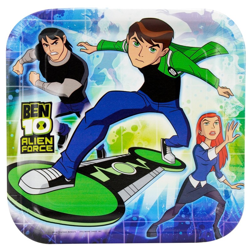 Prato de Papel Quadrado Ben 10 para Festa Infantil