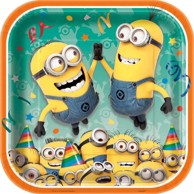 Pratinho Descartável Minions Quadrado Festa Infantil 10un