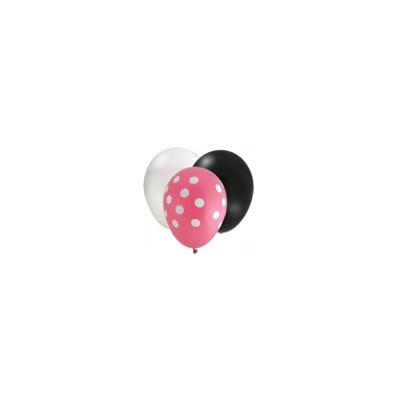 Balões Minnie Baby Rosa Preto e Branco Festa Infantil 24un