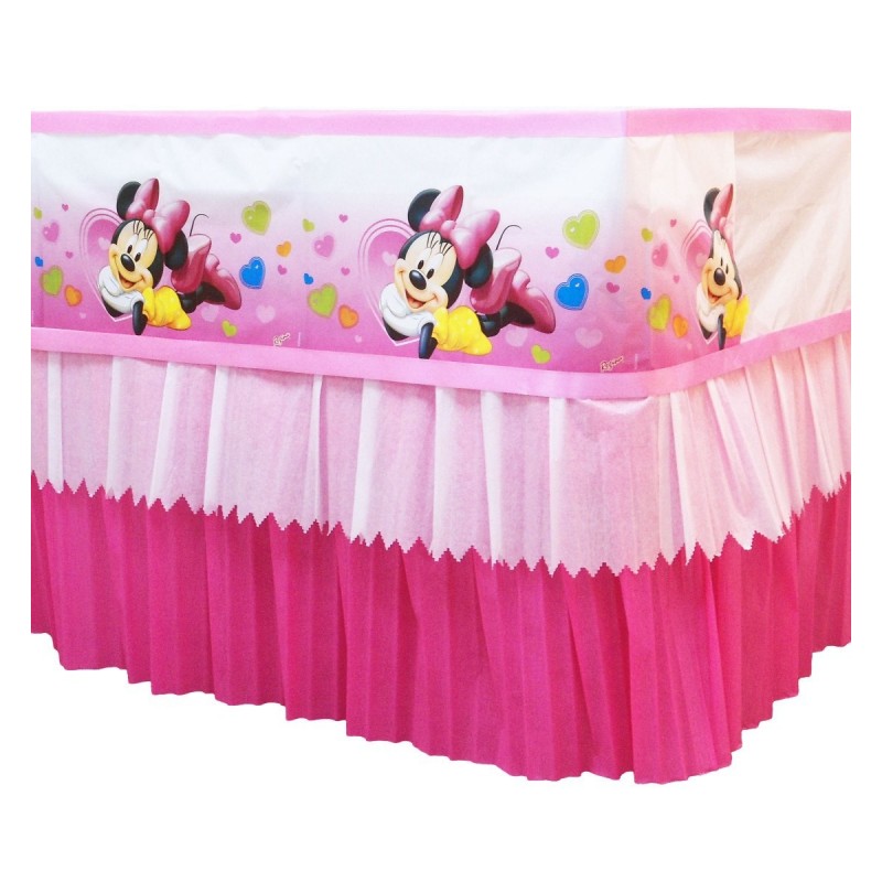 Babado Saia de Crepom Minnie Rosa Decoração Festa Infantil