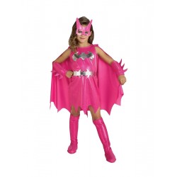 Fantasia Infantil Batgirl Rosa Meninas Halloween Carnaval
