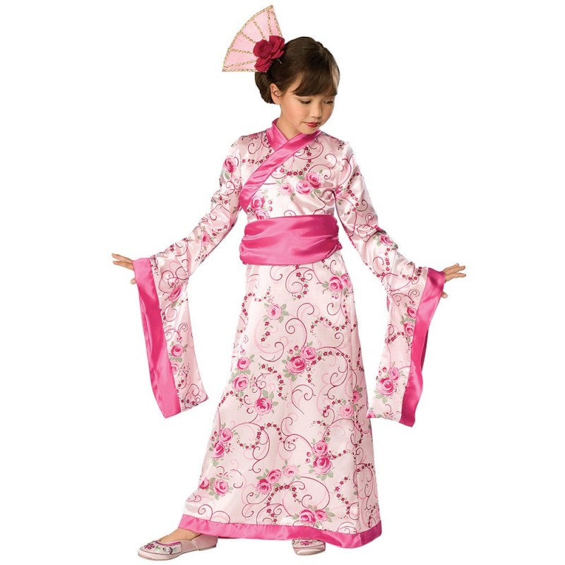 Traje Fantasia Japonesa Gueixa Infantil Meninas Halloween Festa