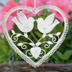 Enfeite Coração com Pássaros Decoração de Casamento para Pendurar