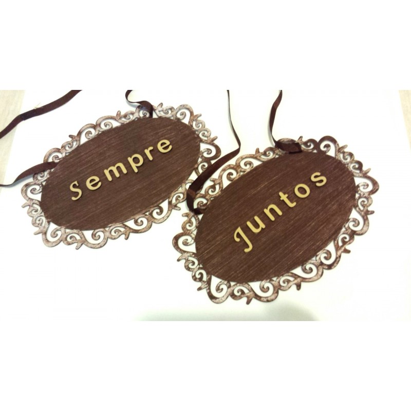 Enfeite para Casamento Placas Cadeiras do Casal Madeira MDF Sempre Juntos