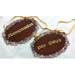 Enfeite para Casamento Placas Cadeiras do Casal Madeira MDF Abençoados por Deus