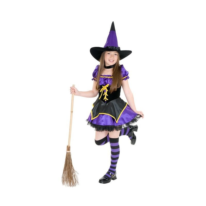 fantasia de bruxa infantil vestido preto e roxo