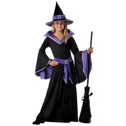 Fantasia Infantil Halloween Bruxinha Festa a Fantasia Roxo e Preto