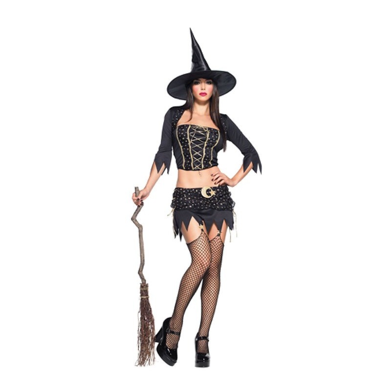 Mulher Em Fantasia De Bruxa De Halloween Foto de Stock - Imagem de