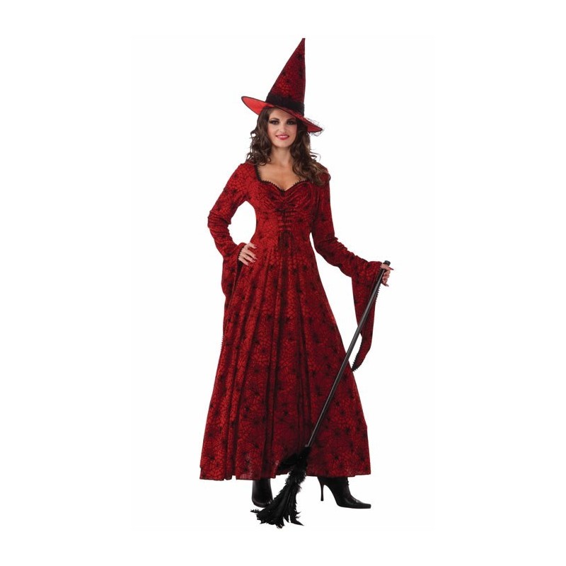Fantasia Bruxa Medieval Feminina Vermelho Halloween Festa