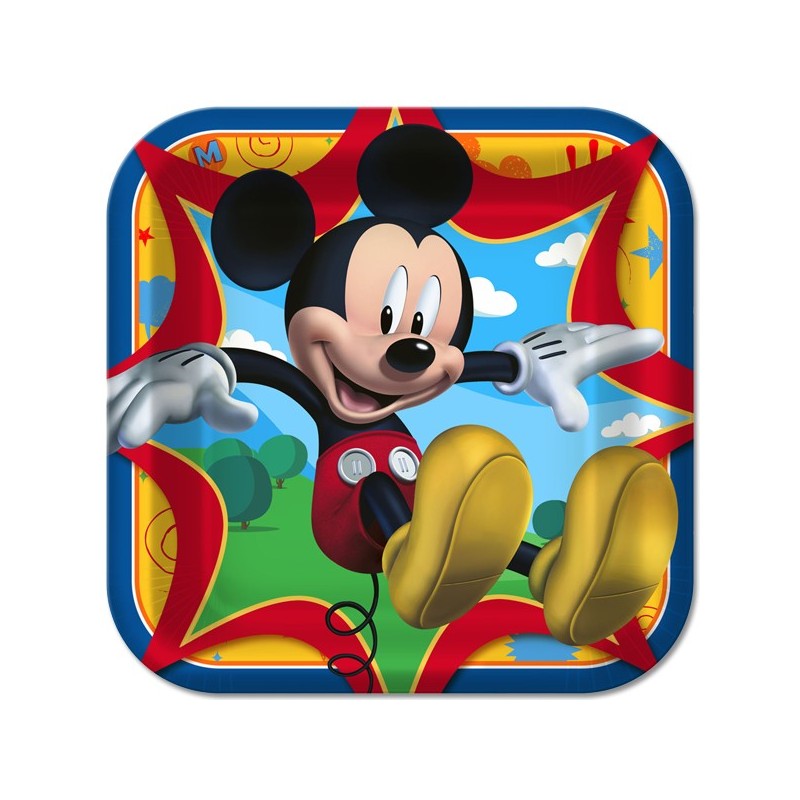 Pratinho de Papel Quadrado Mickey Mouse Festa Infantil com 12un