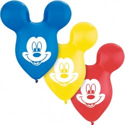 Bexigas de Látex Forma de Mickey Mouse Aniversário Infantil 24un