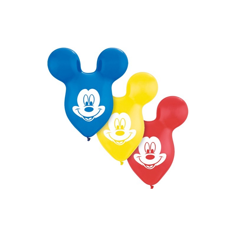 Bexigas de Látex Forma de Mickey Mouse Aniversário Infantil 24un