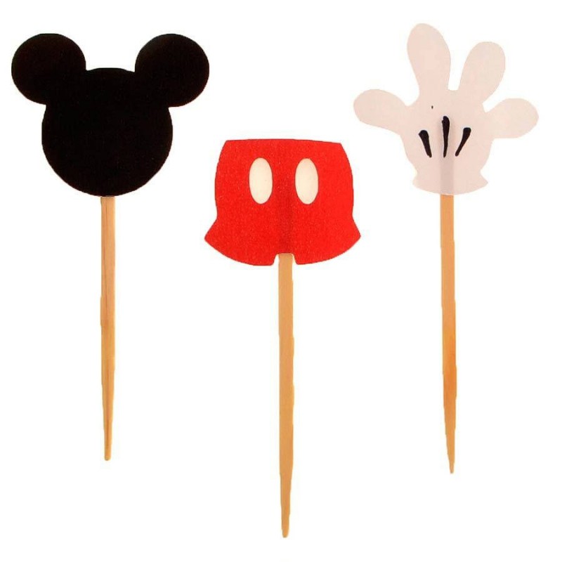 Enfeites para Cupcake e Doces Mickey Mouse Festa Infantil 24un