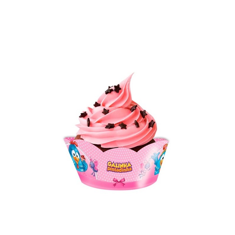 Wrapper para Cupcake Galinha Pintadinha Rosa 8un