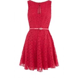 Vestido Curto Vermelho de Renda para Festas