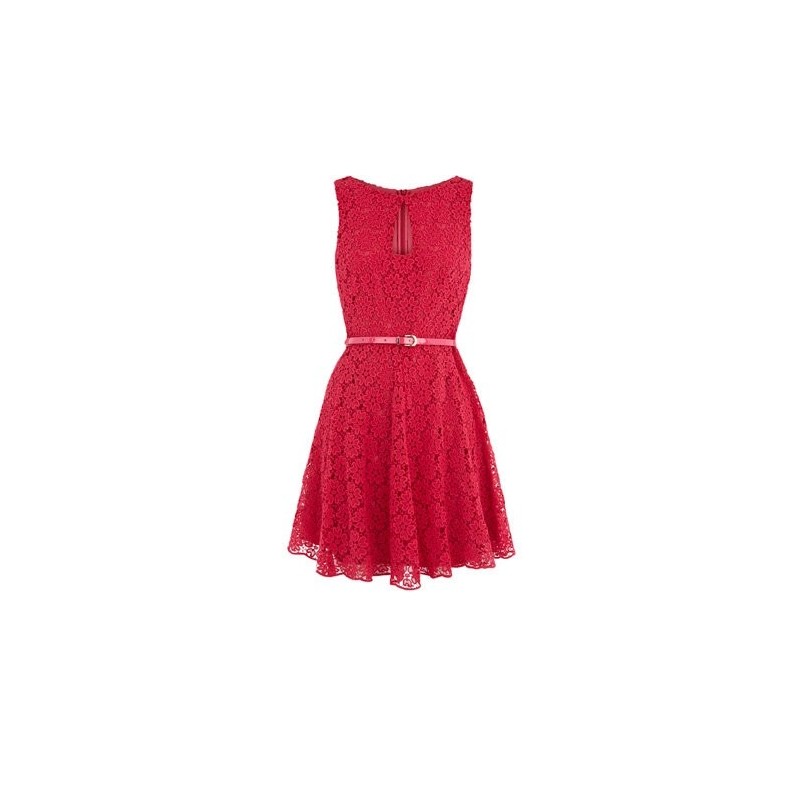 Vestido Curto Vermelho de Renda para Festas