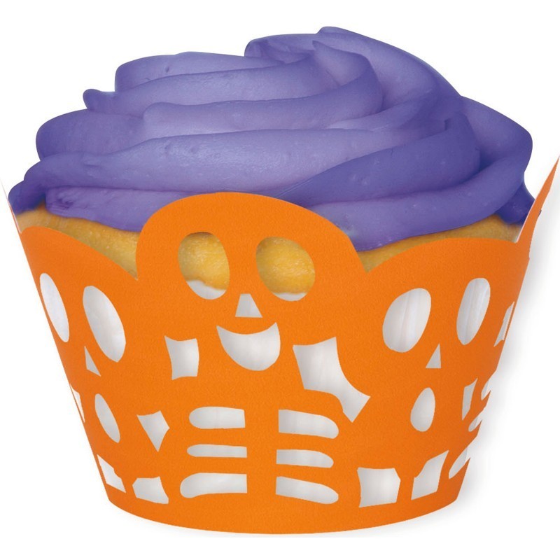 Forminha para Cupcake Caveiras Laranjada Halloween