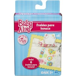 Fralda para Boneca Baby Alive Pacote com 6 Fraldinhas