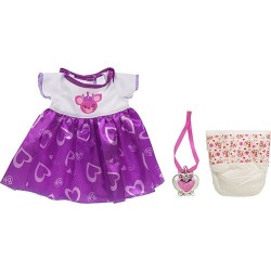 Kit Roupinha Baby Alive Vestido Colar e Fralda Acessórios