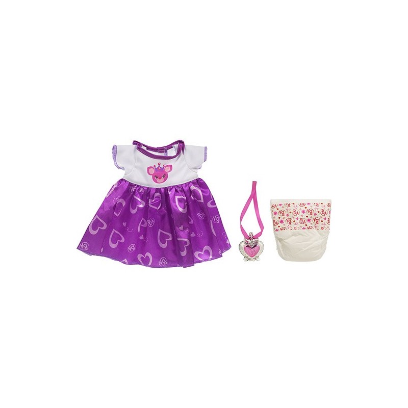 Kit Roupinha Baby Alive Vestido Colar e Fralda Acessórios