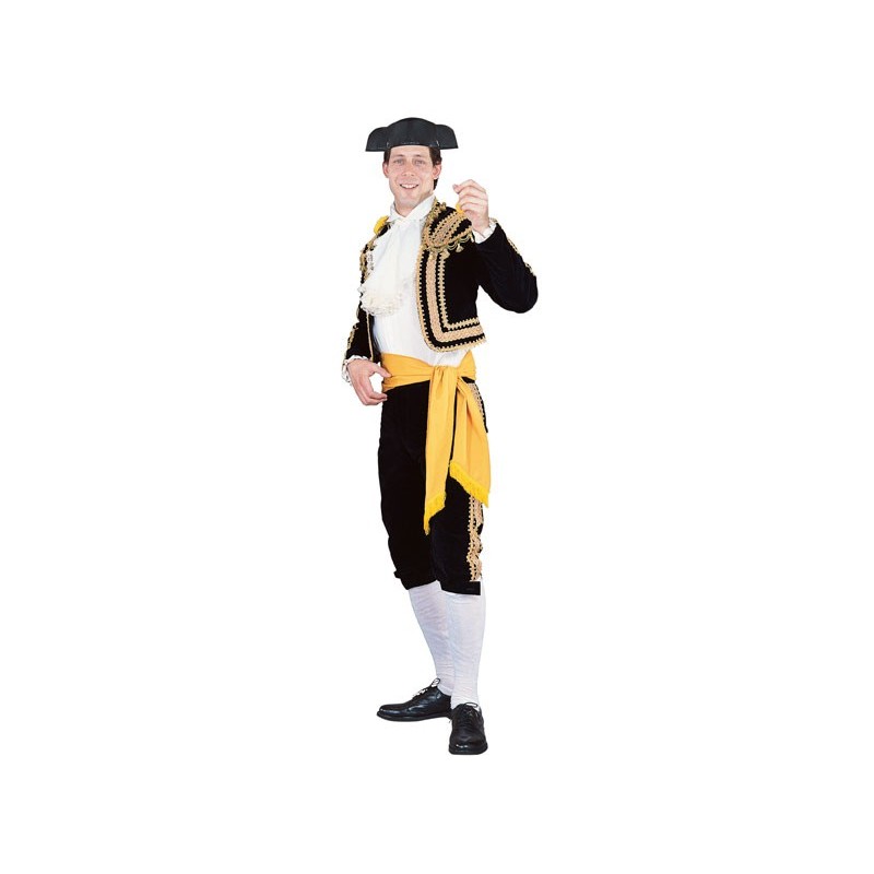 Fantasia Adulto Toureiro Preto e Amarelo Masculina Halloween Carnaval