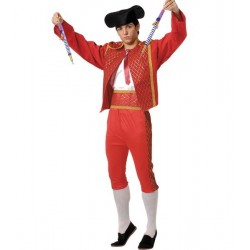Fantasia Masculina Toureiro Espanhol vermelha Halloween Carnaval