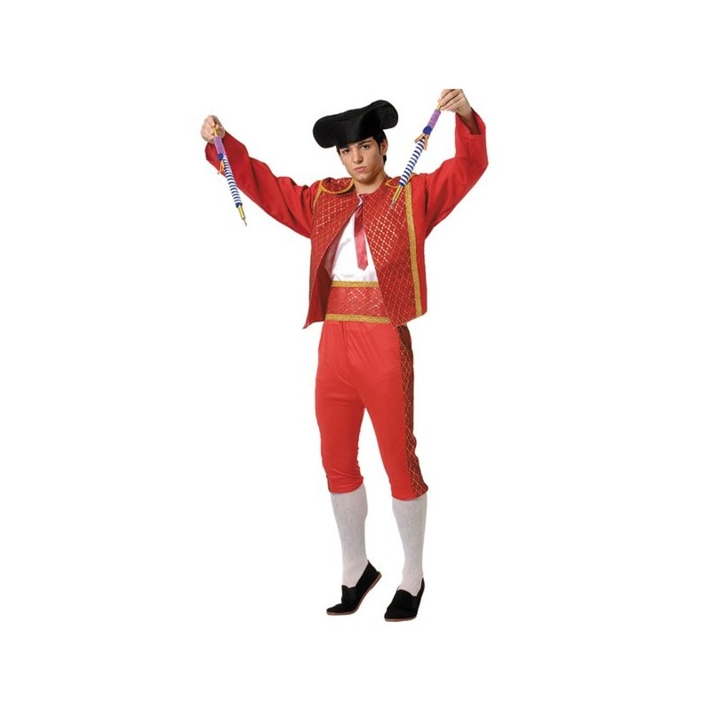 Fantasia Masculina Toureiro Espanhol vermelha Halloween Carnaval