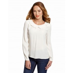 Blusa Feminina Branca Chiffon com Mangas 3/4