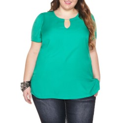 Blusa Feminina Estampada Chiffon Verde Plus Size