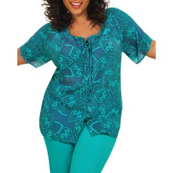 Blusa Feminina Estampada Algodão Verde Plus Size